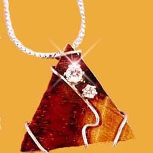 TIGER EYE GEMSTONE NECKLACE WITH 1/2 CARAT t.w. CUBIC ZIRCONIAS & STERLING SILVE